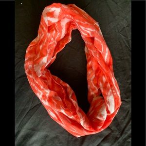 Coral and White infinity scarf